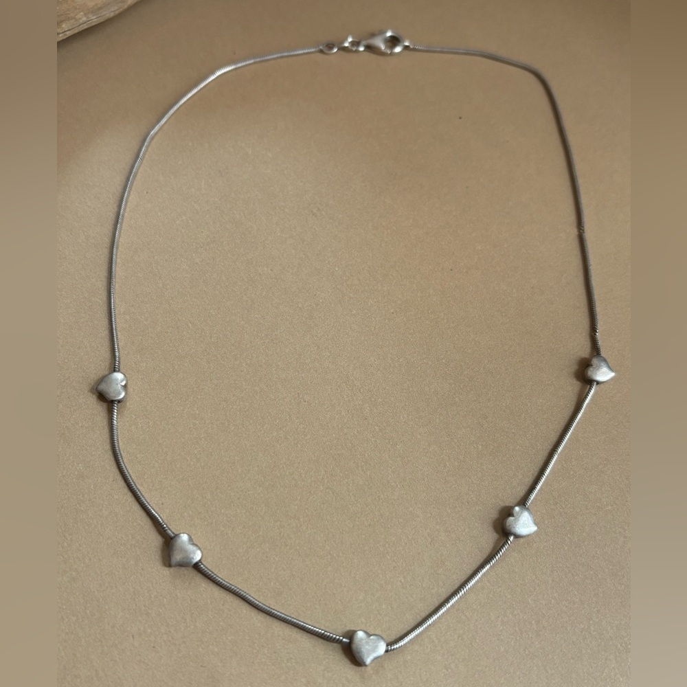 Solid 925 Silver Heart Charm Necklace - image 4